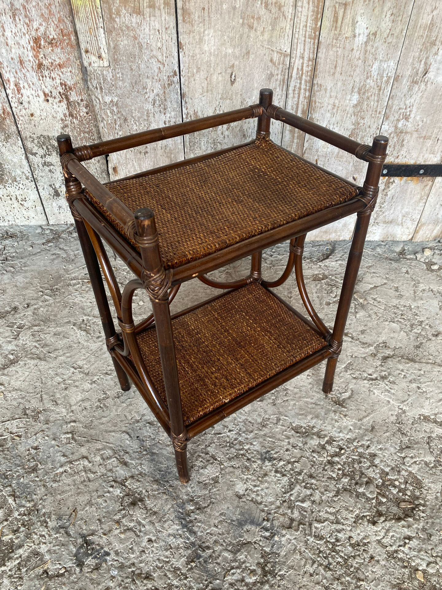Vintage Rattan Bedside Table #E092