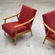 Pair of Czechoslovak armchairs 1960 red pink 1960