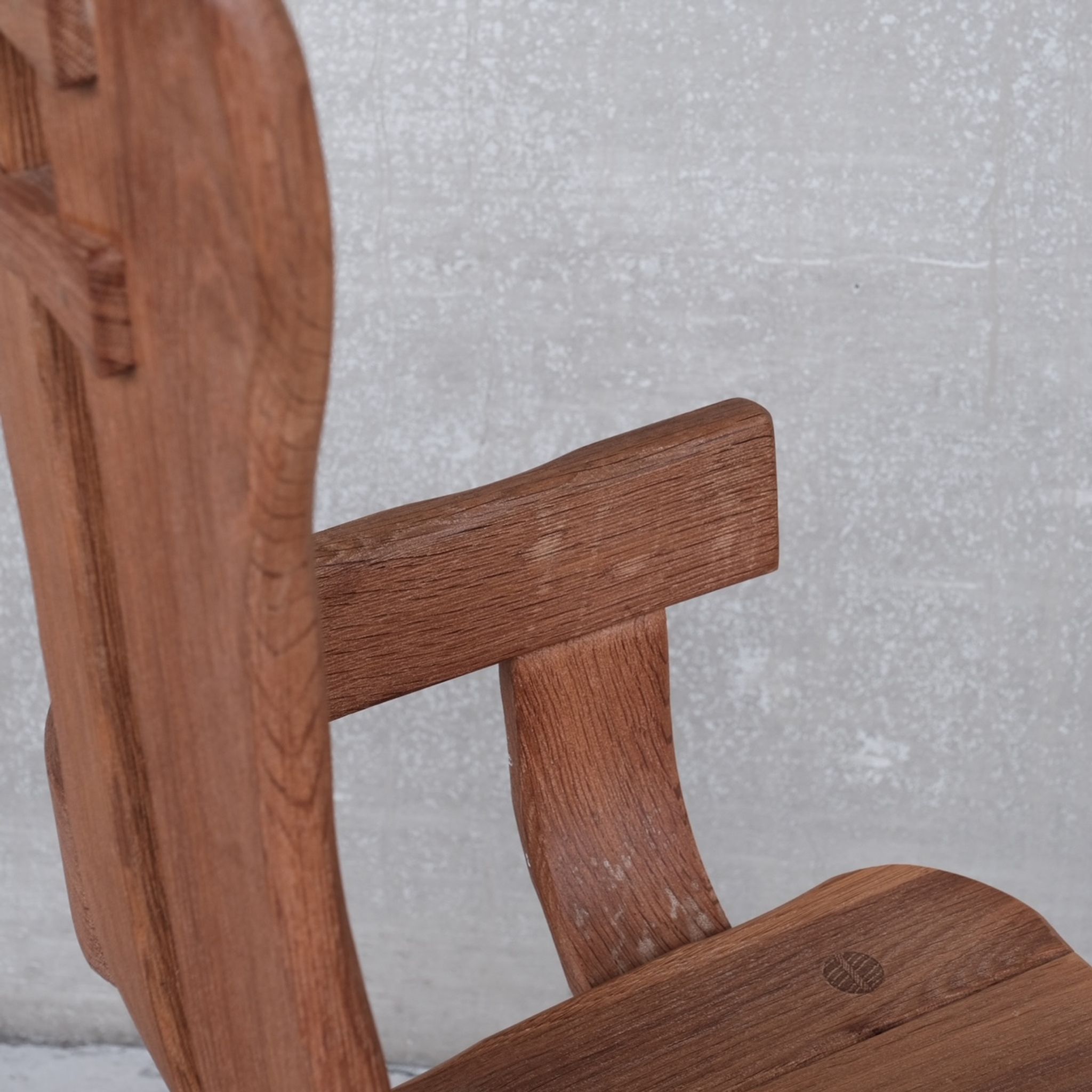 Belgium Oak Brutalist Mid-Century Chair by De Puydt