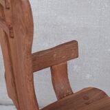Belgium Oak Brutalist Mid-Century Chair by De Puydt