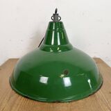 Industrial British Green Enamel Factory Pendant Lamp, 1960s