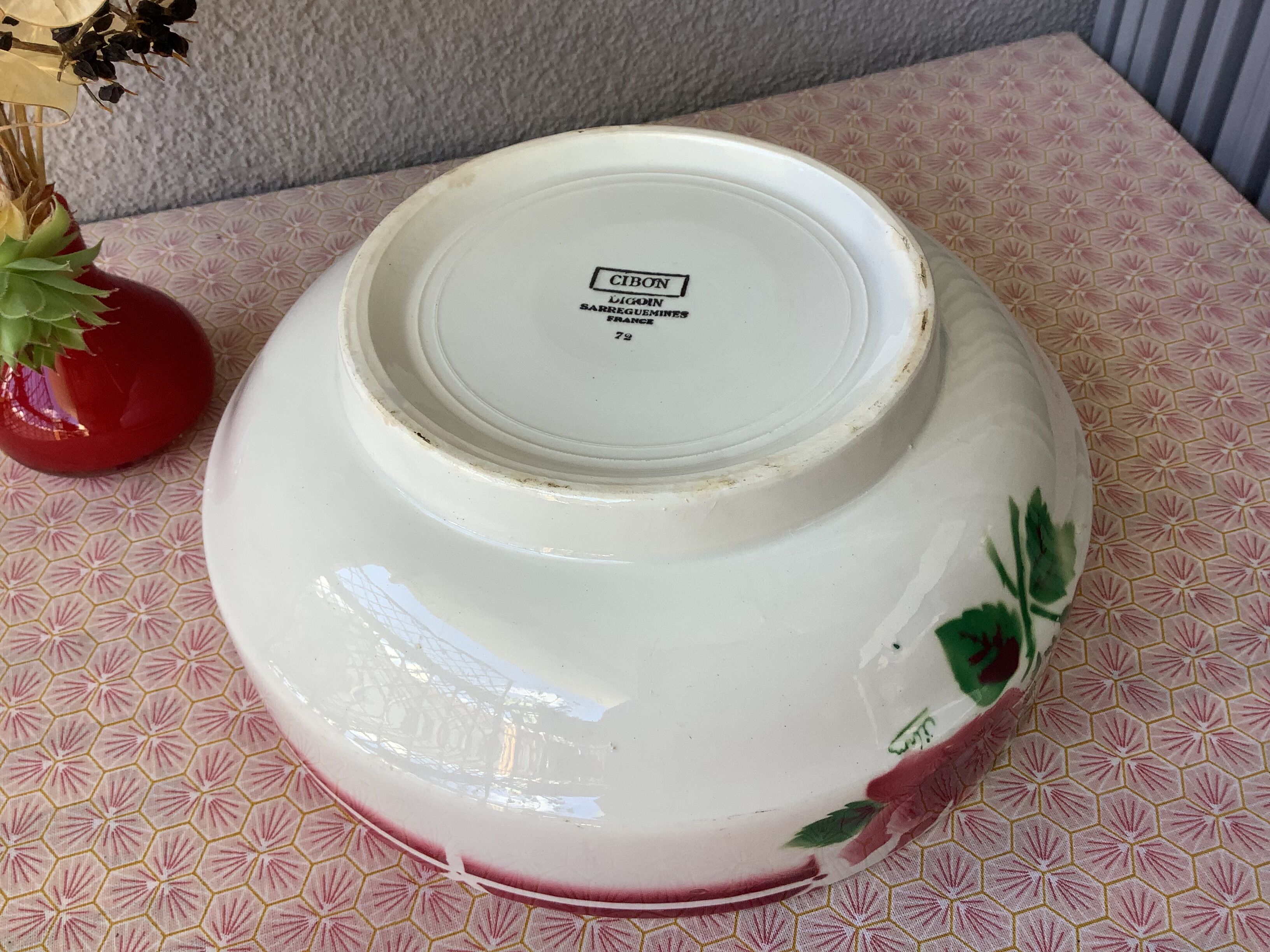 Salad bowl Digoin Cibon Ironstone floral decoration