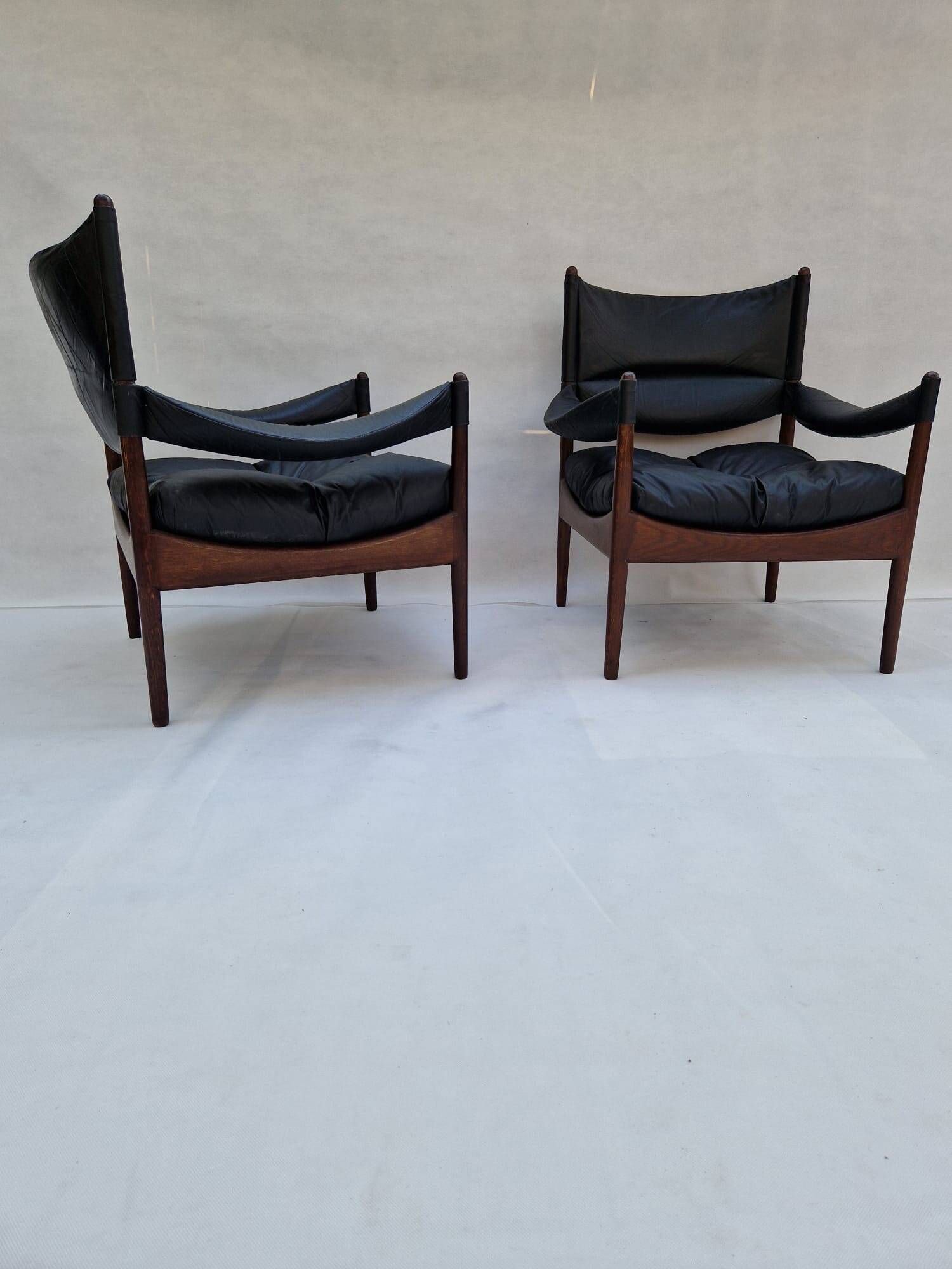 Modus armchairs in rosewood and leather by Kristian Vedel for Søren Willadsen, 2 pcs.