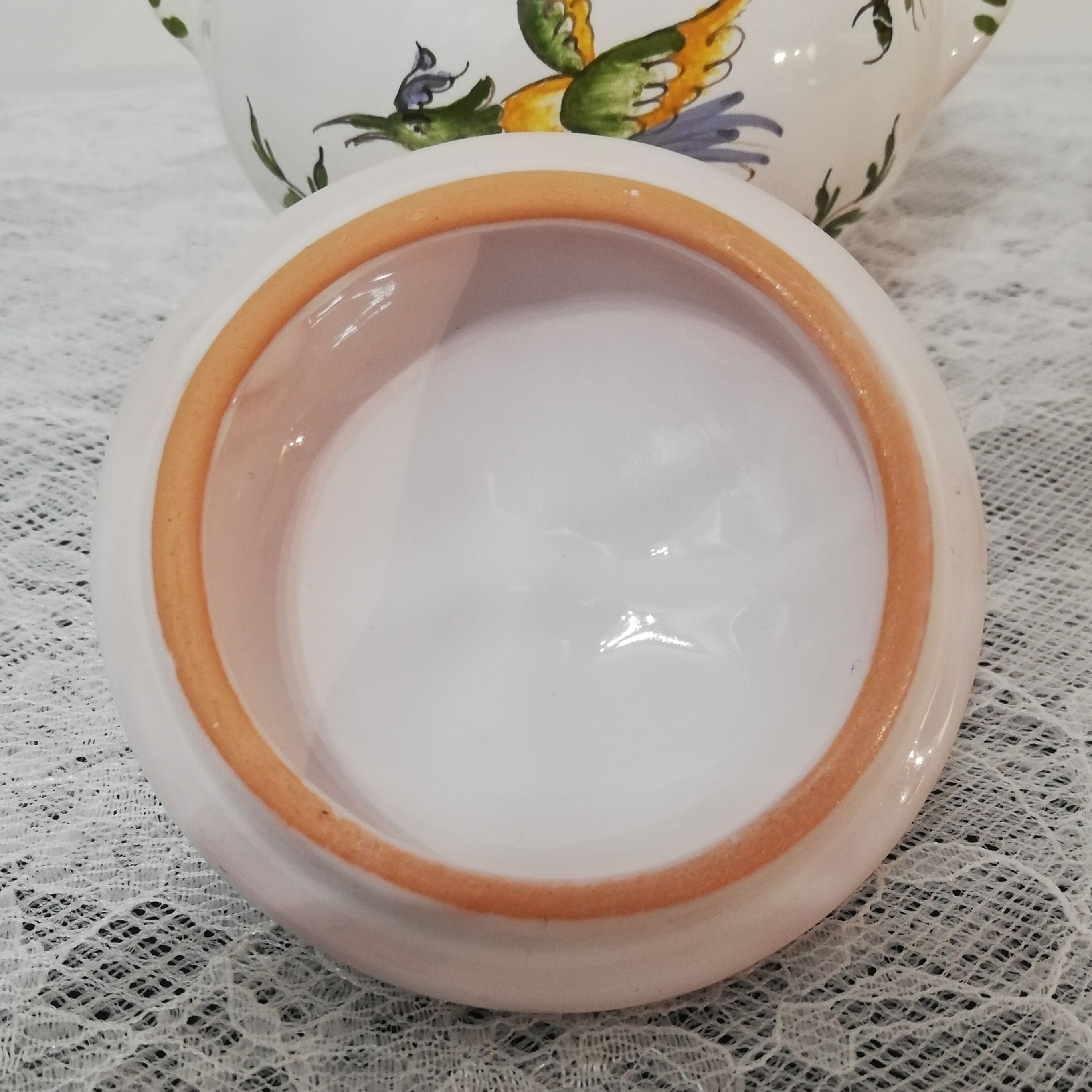 Sugar bowl or candy maker made of Moustiers earthenware