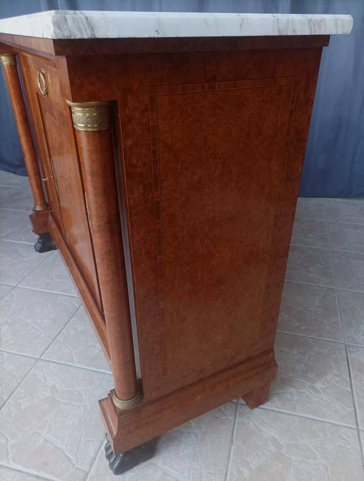 Empire style sideboard in speckled precious wood