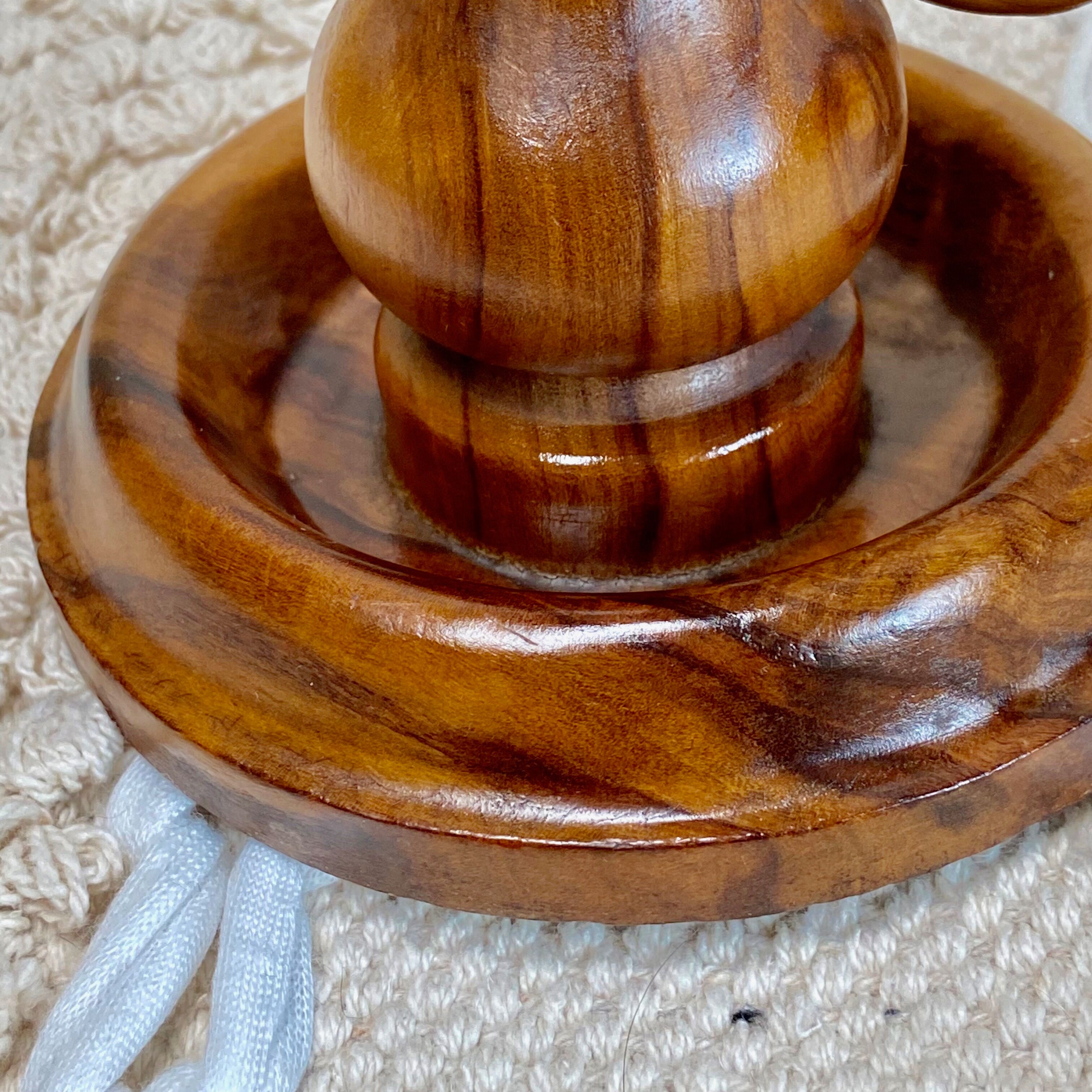 Set of 2 olive wood candle holders