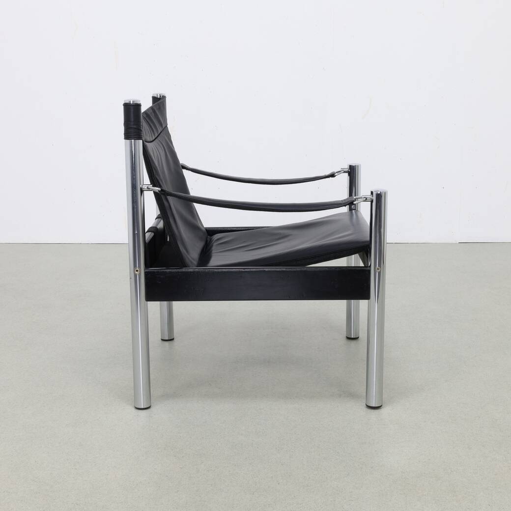 Lounge Chair in Leather and Chrome by Johanson Design Sweden, 1970s
