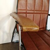 Maule Marga brown leatherette reclining and folding armchair made in Italy vintage 1970