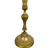 Louis XVI period candlestick in chiseled gilt bronze
