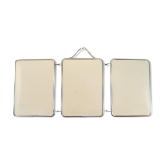 Old vintage barber triptych mirror
