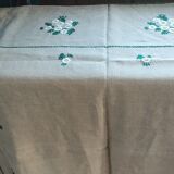 Hand embroidered linen tablecloth