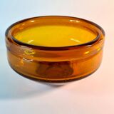 Vintage amber blown glass bowl - decorative bubbles