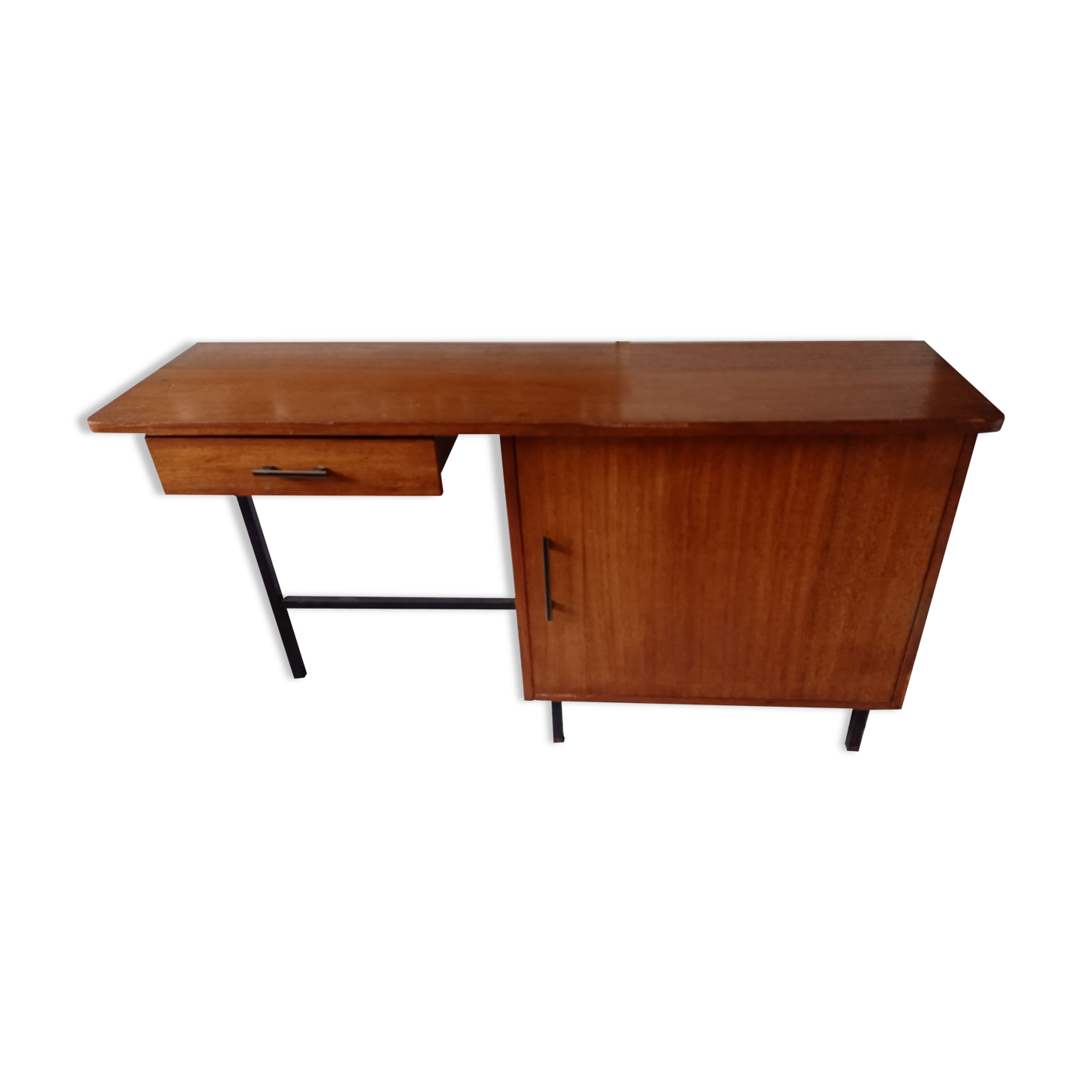 Old desk wood Scandinavian metal structure