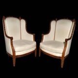 Pair of neoclassical style bergère armchairs