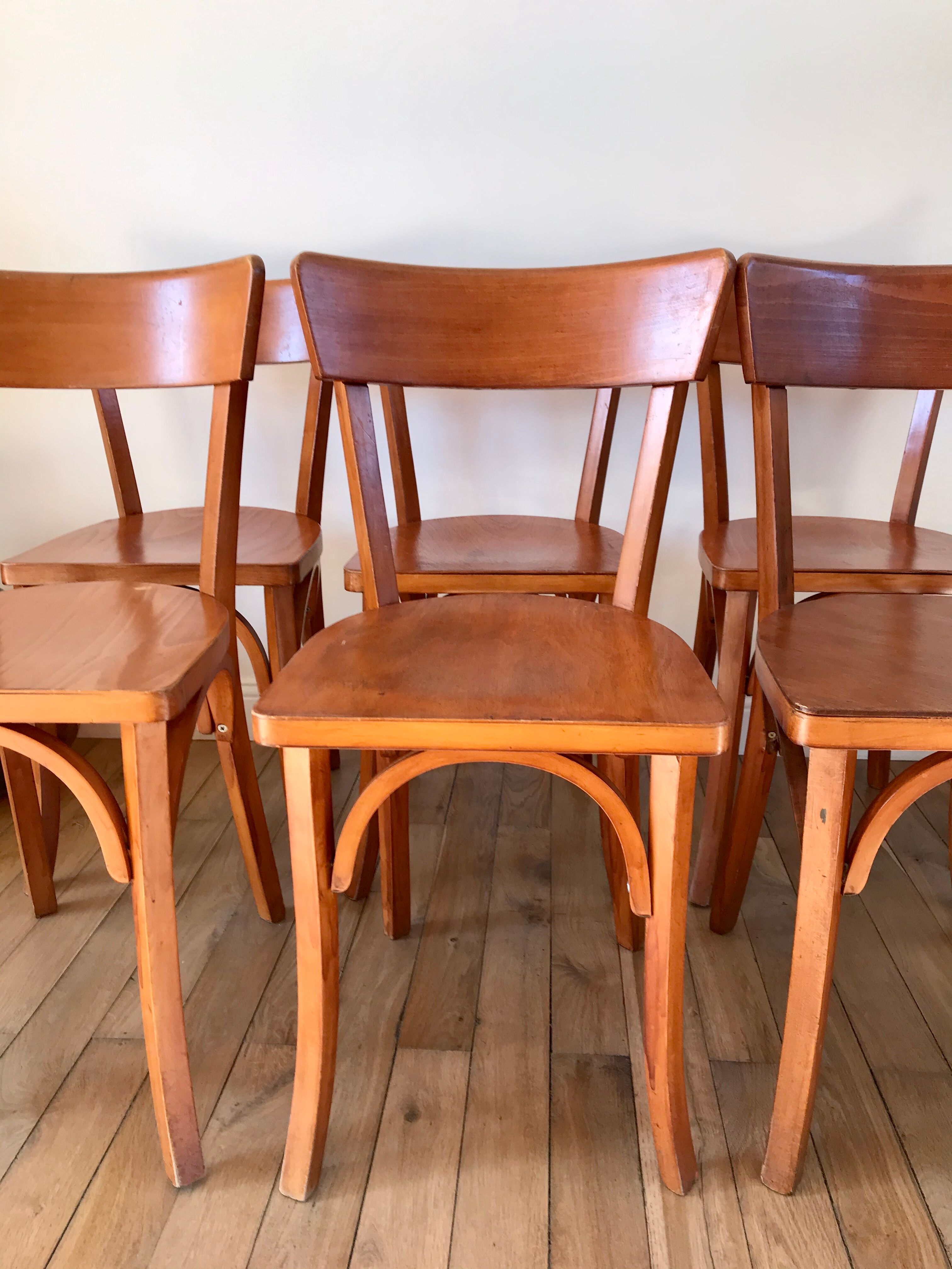 Set of 6 Luterma bistro chairs in beech wood 40-50s