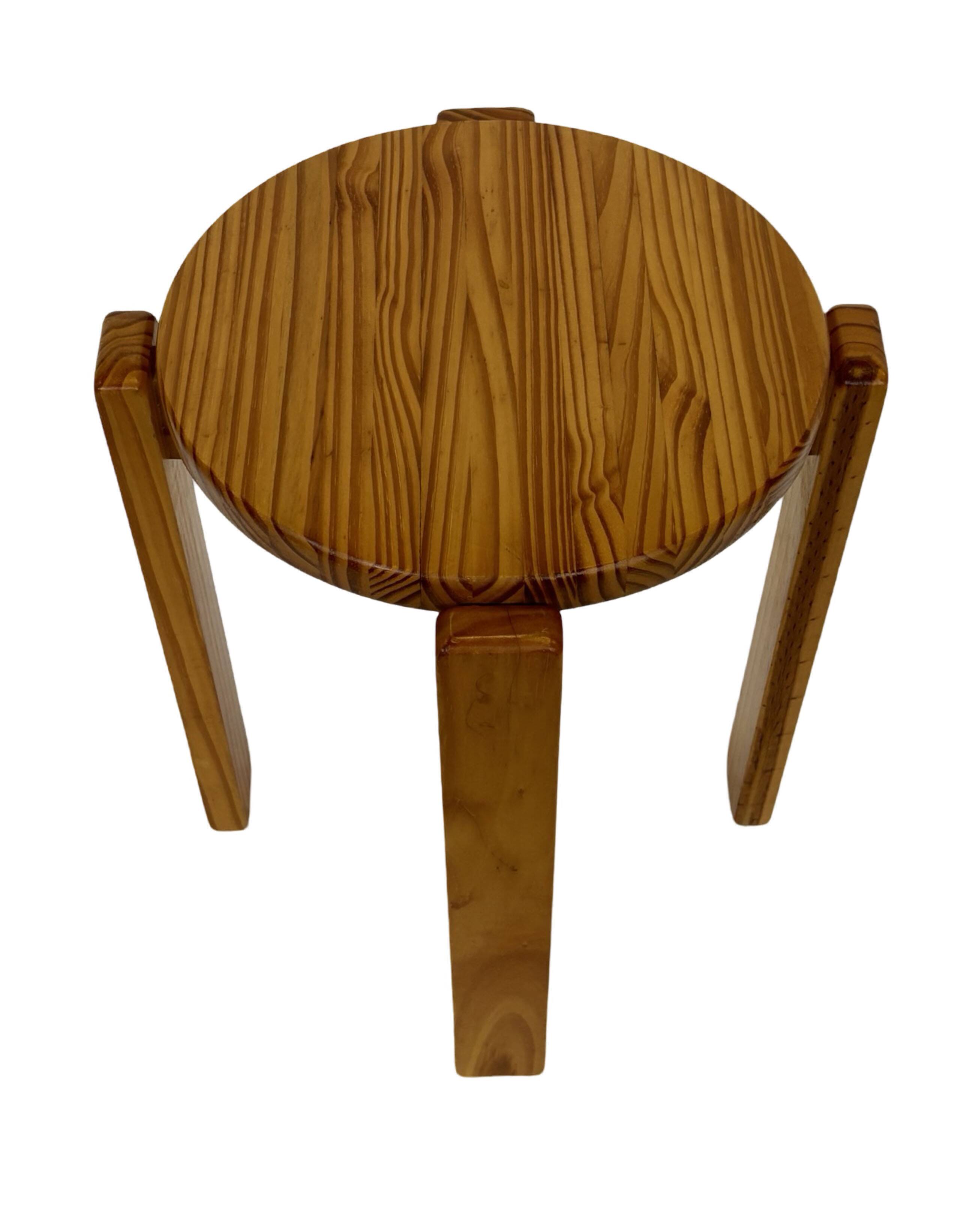 Mid century pinewood stool, 1960s minimalistic design