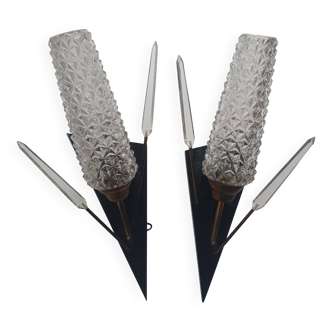 Pair of antique tulip arrow wall sconces