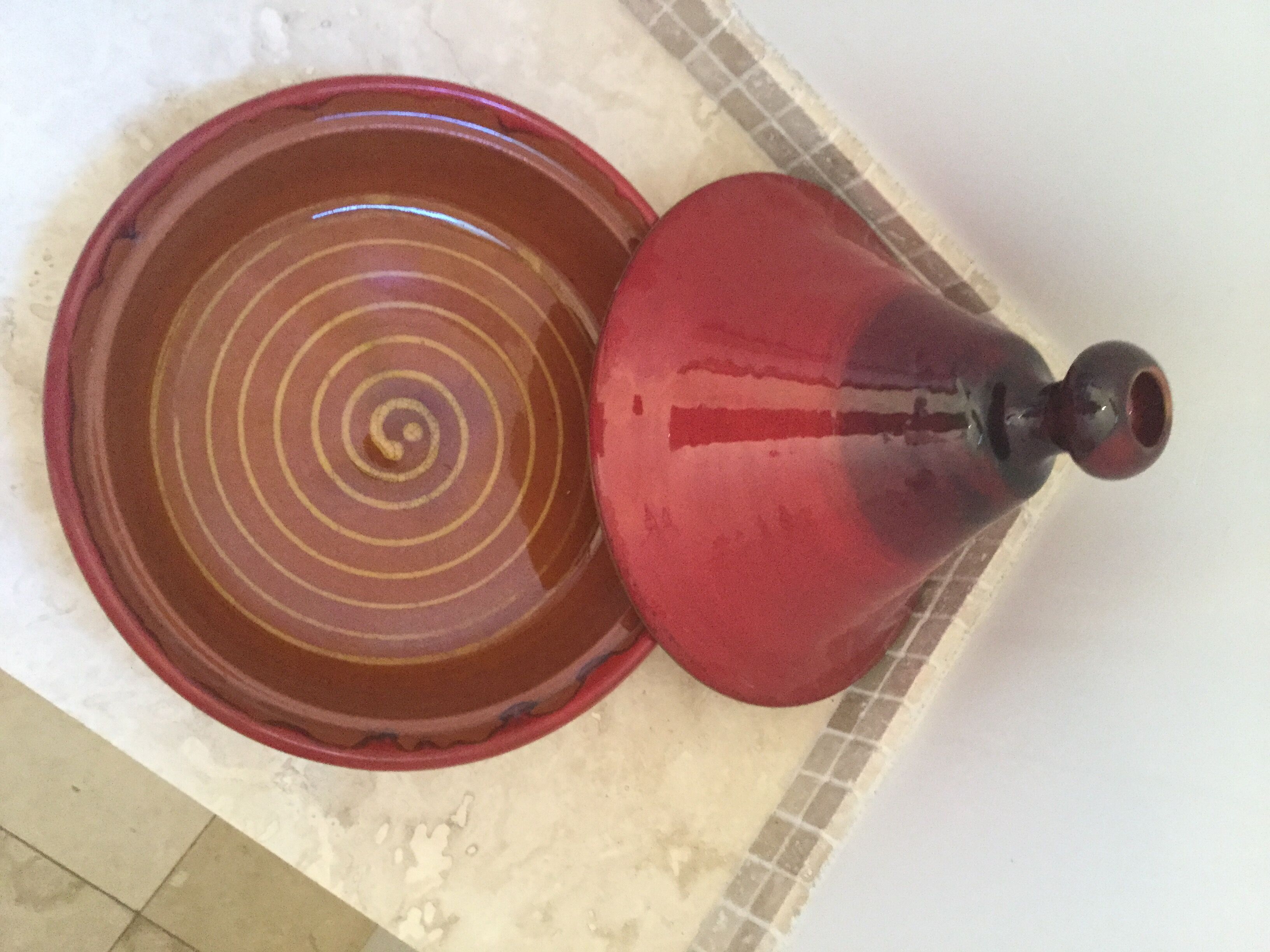 Flamed red tagine dish