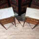 Pair of Louis XVI style bedside tables in mahogany