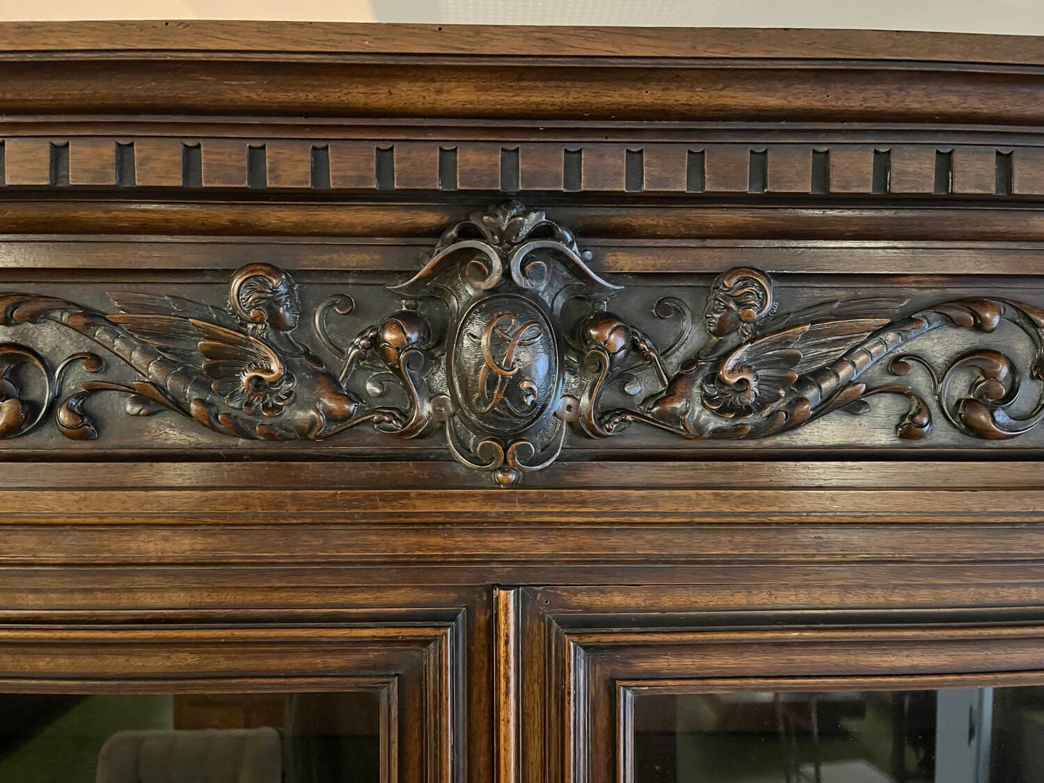 Pair of glass-fronted library cabinets