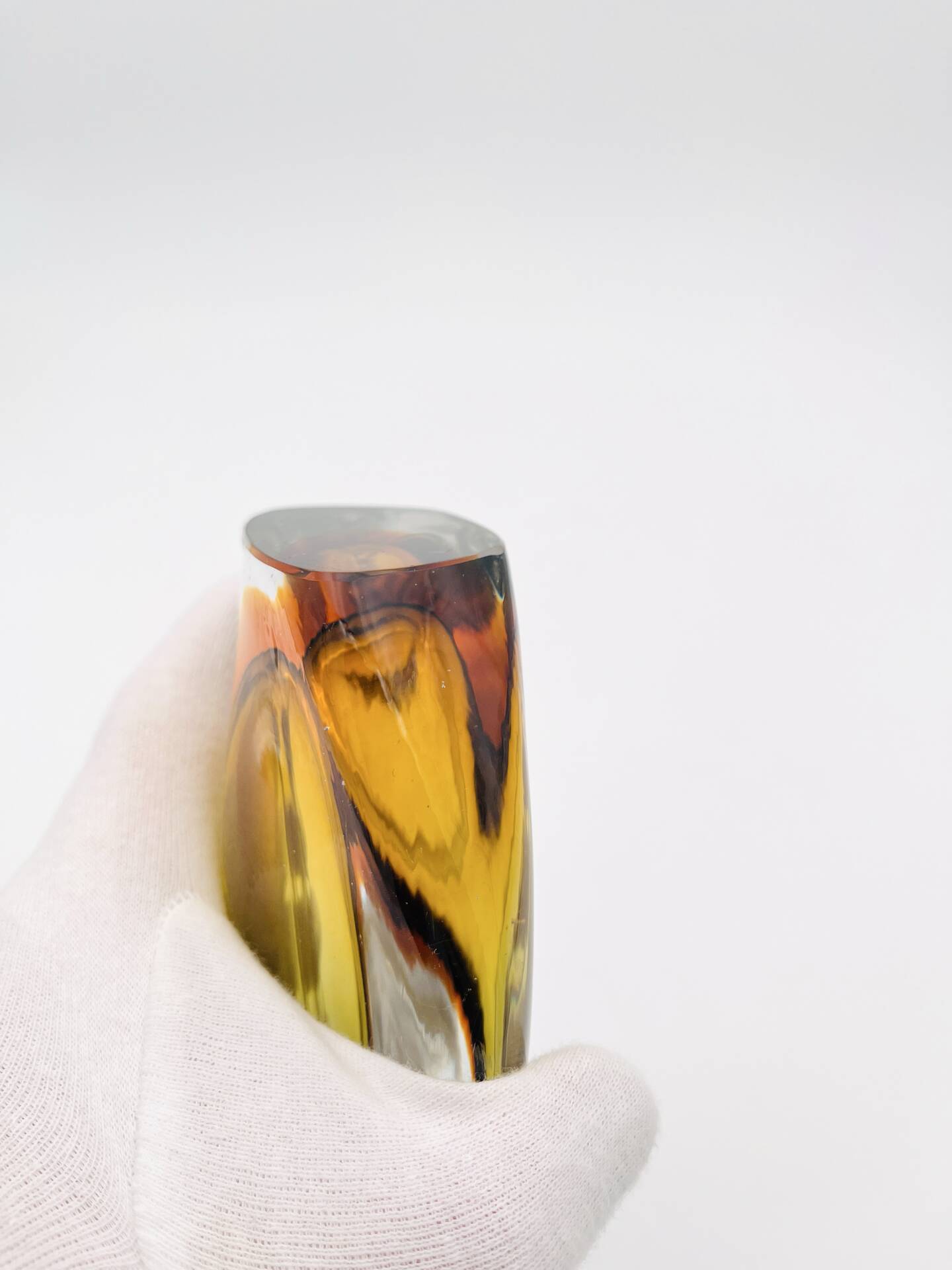 Murano Vase Flavio Poli Seguso Sommerso Green Amber Design 1950s