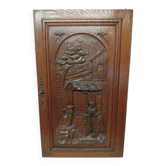 Old carved oak wooden door