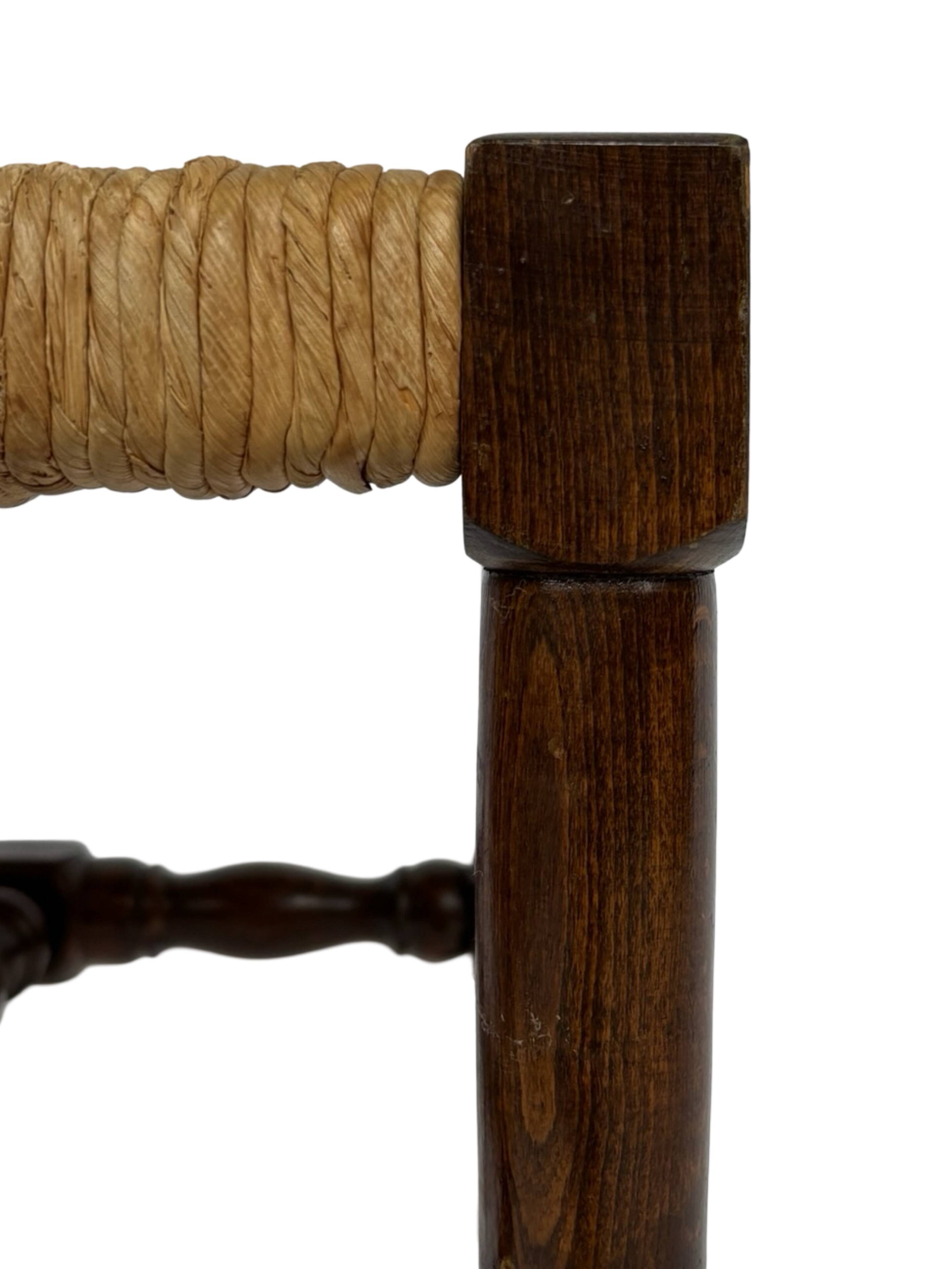 Vintage stool side table design brutalist design 60's oak