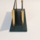 Art Deco letter holder in green leather and golden brass