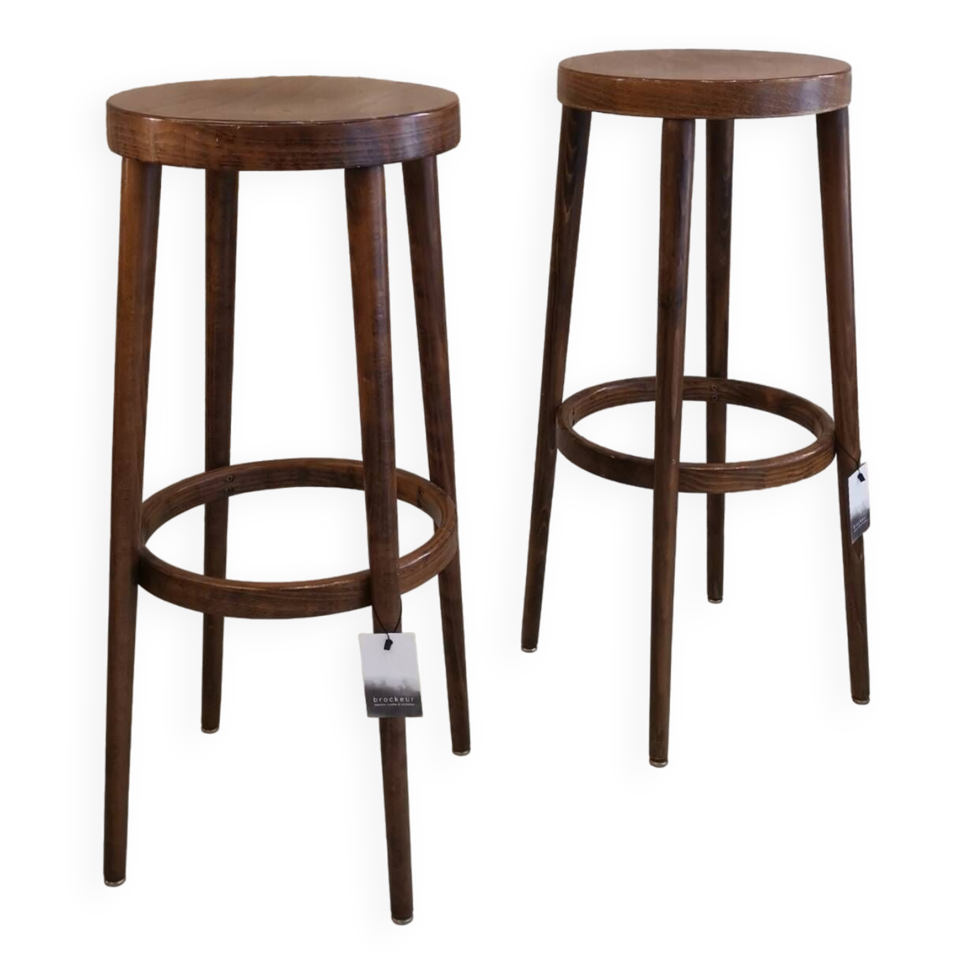 Pair of Baumann wooden high stools