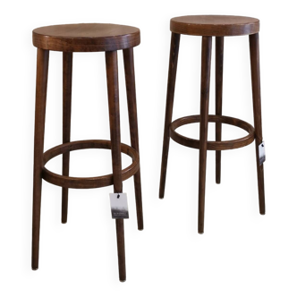 Pair of Baumann wooden high stools