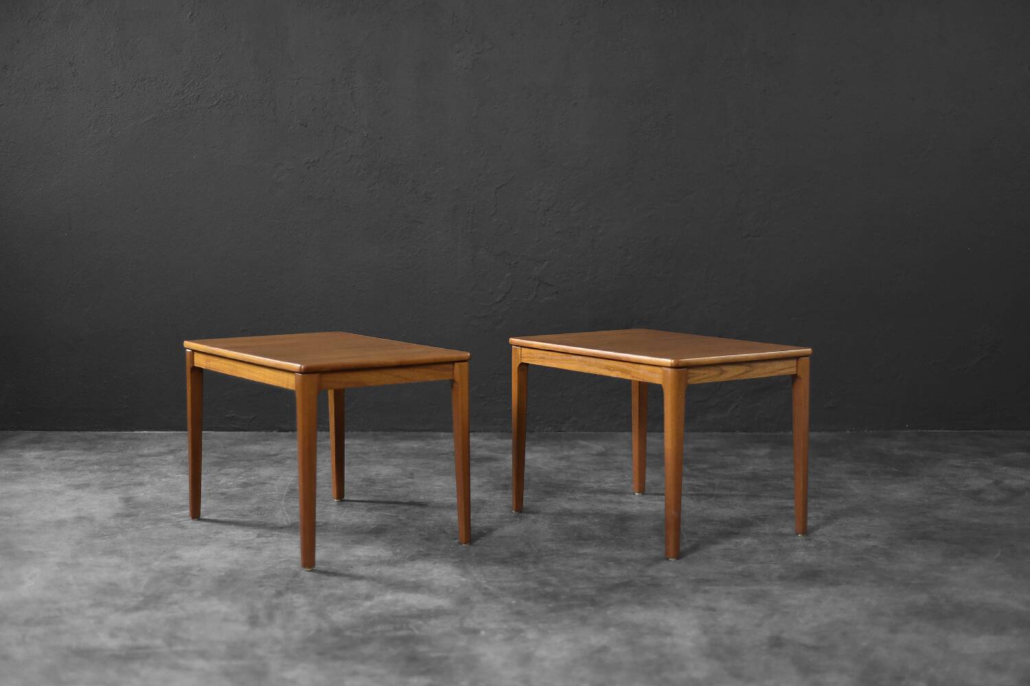 Vintage Mid-Century Scandinavian Modern Brown Teak Side Tables