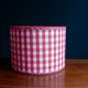 Red gingham and liberty cylindrical lampshade
