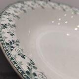 Plat creux ancien en porcelaine opaque de gien terre de fer décor vert collection montigny