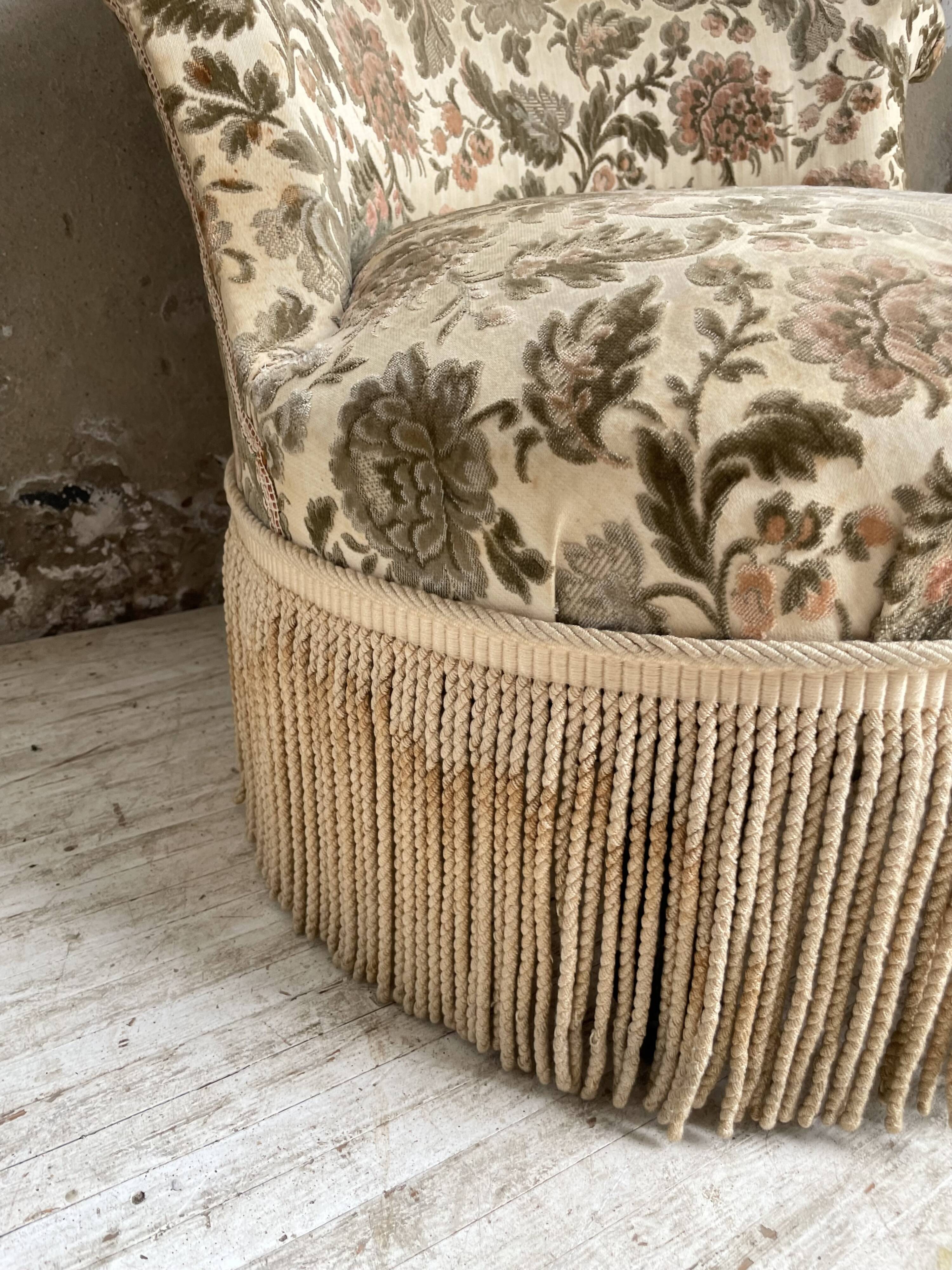 Fauteuil napoléon fleuri XIXème