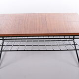 Vintage magazine rack made of metal and wood, 1960s