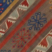 3x14 Navy Blue & Red Kilim Rug, 100x410 Rare Size Kilim Rug,Wool Runner Rug