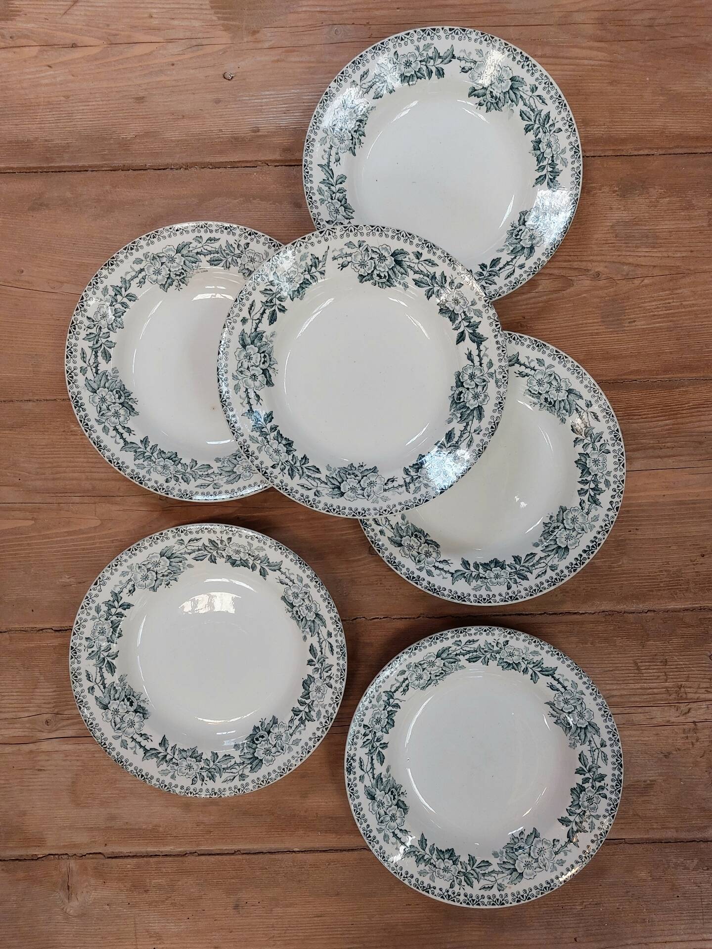 Set of 6 deep plates in ironstone - Guadeloupe model