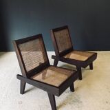 Low Modernist Folding Chairs by Pierre Jeanneret for Chandigarh, India, 1960s, Set of 2