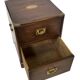 Vintage set of wooden bedside tables in military campaign style design