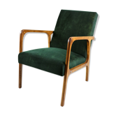 Fauteuil vintage en velours vert, années 1970