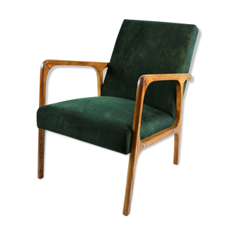 Fauteuil vintage en velours vert, années 1970