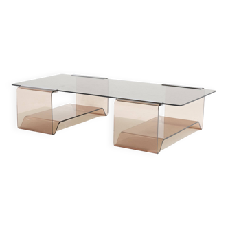 Table basse en plexiglass et verre, michel dumas, 1970s