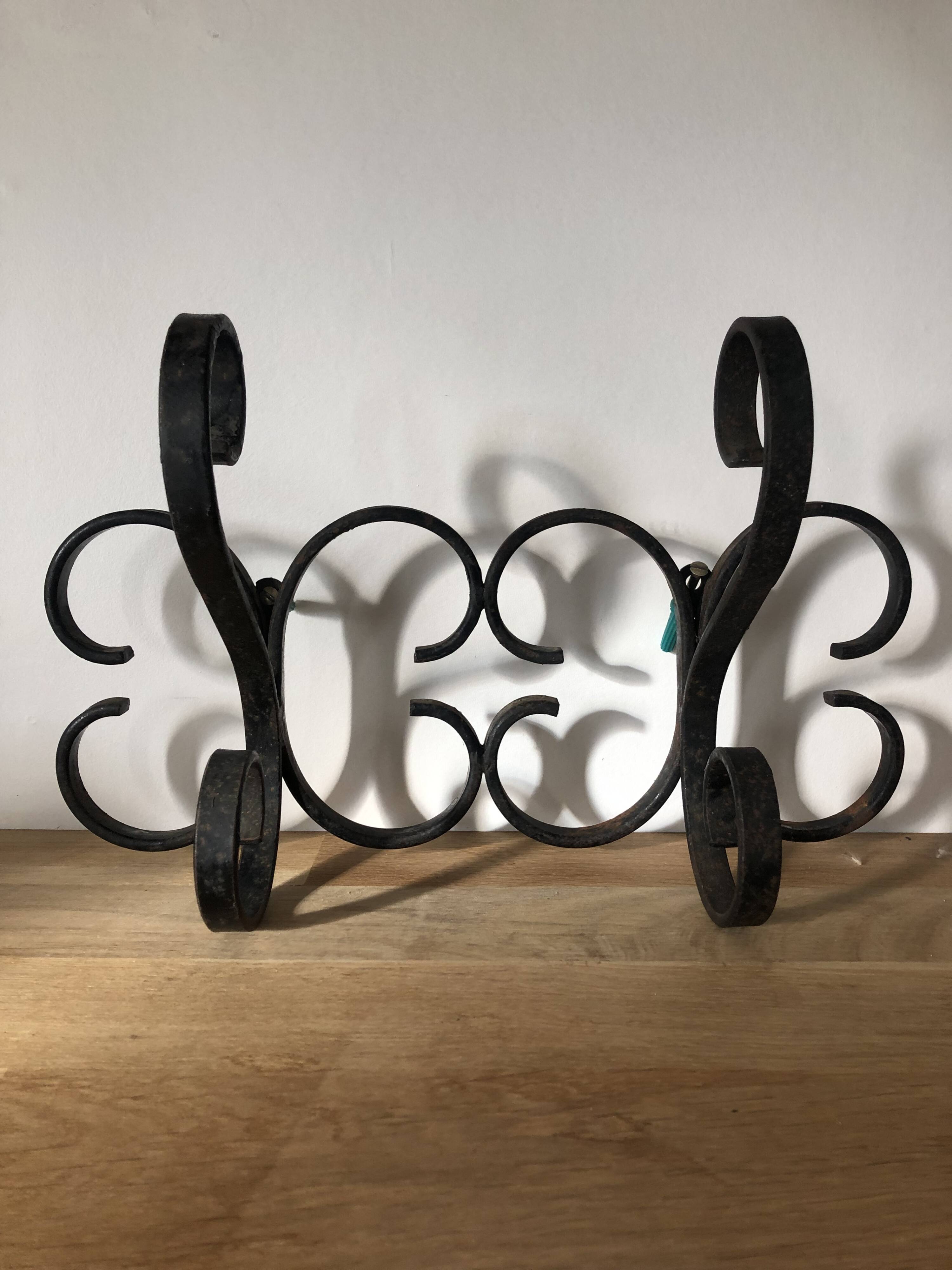 Double wrought iron wall hook