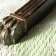Lyre leg stool with storage, lion paw feet, English style.