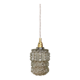 Vintage tulip pendant light in clear molded glass