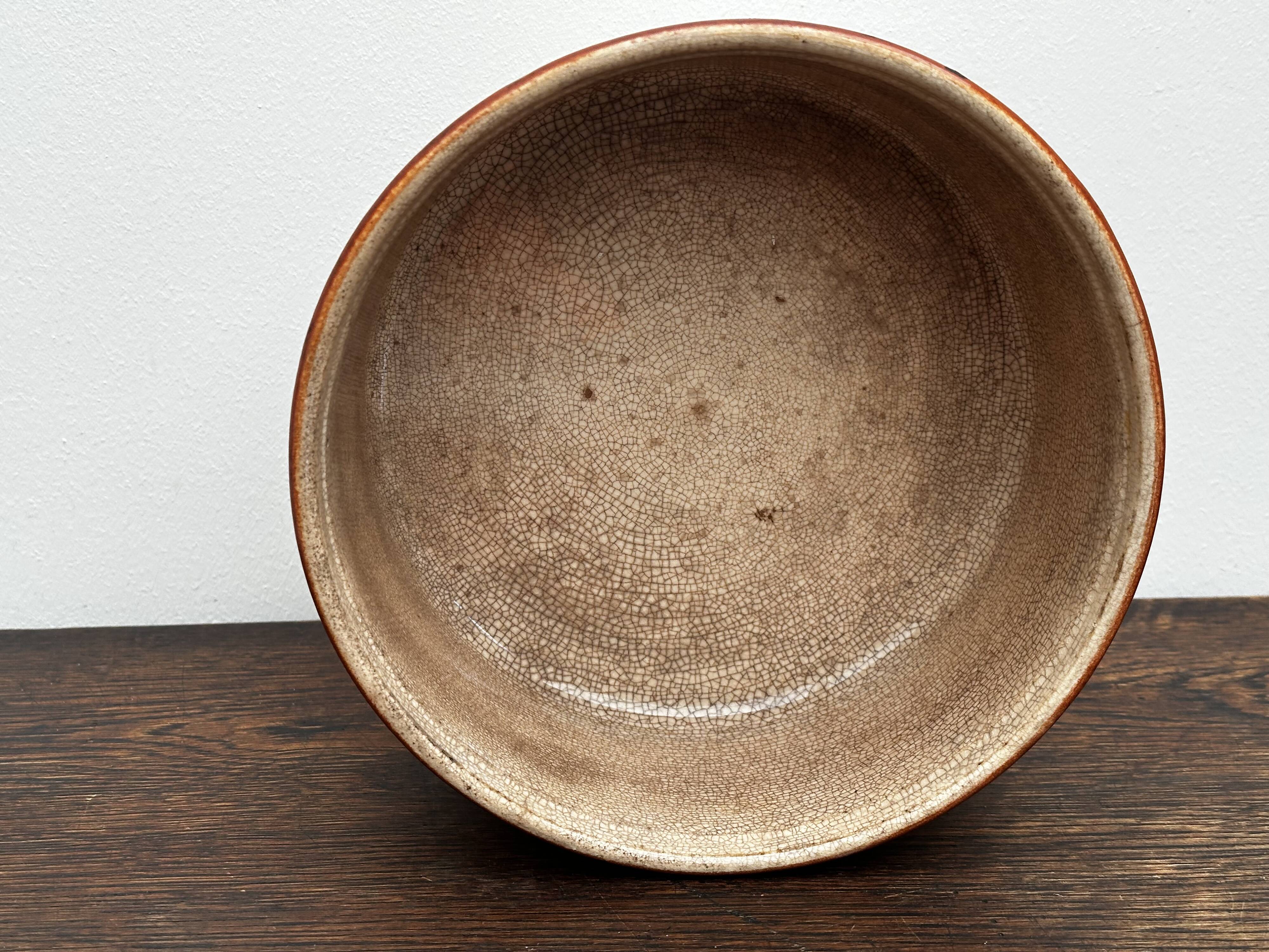 Flat Soufflé Mold in Stoneware, DUROFEU Brand, early 20th century