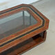 Vintage Octagonal Coffee Table — Glass Top, Brass Details & Two-Tier D