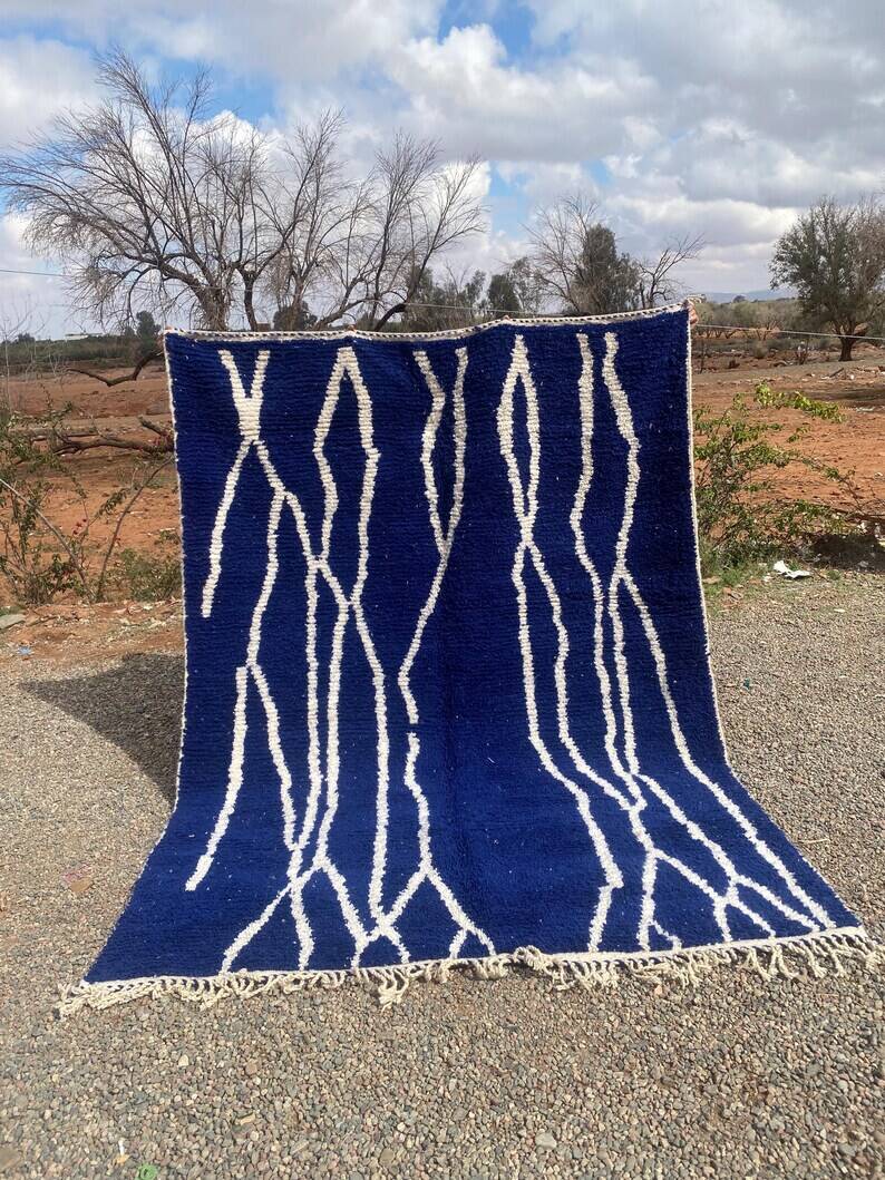 Moroccan blue decorated rug 200cmx300cm