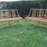 Pair of vintage rattan sofas