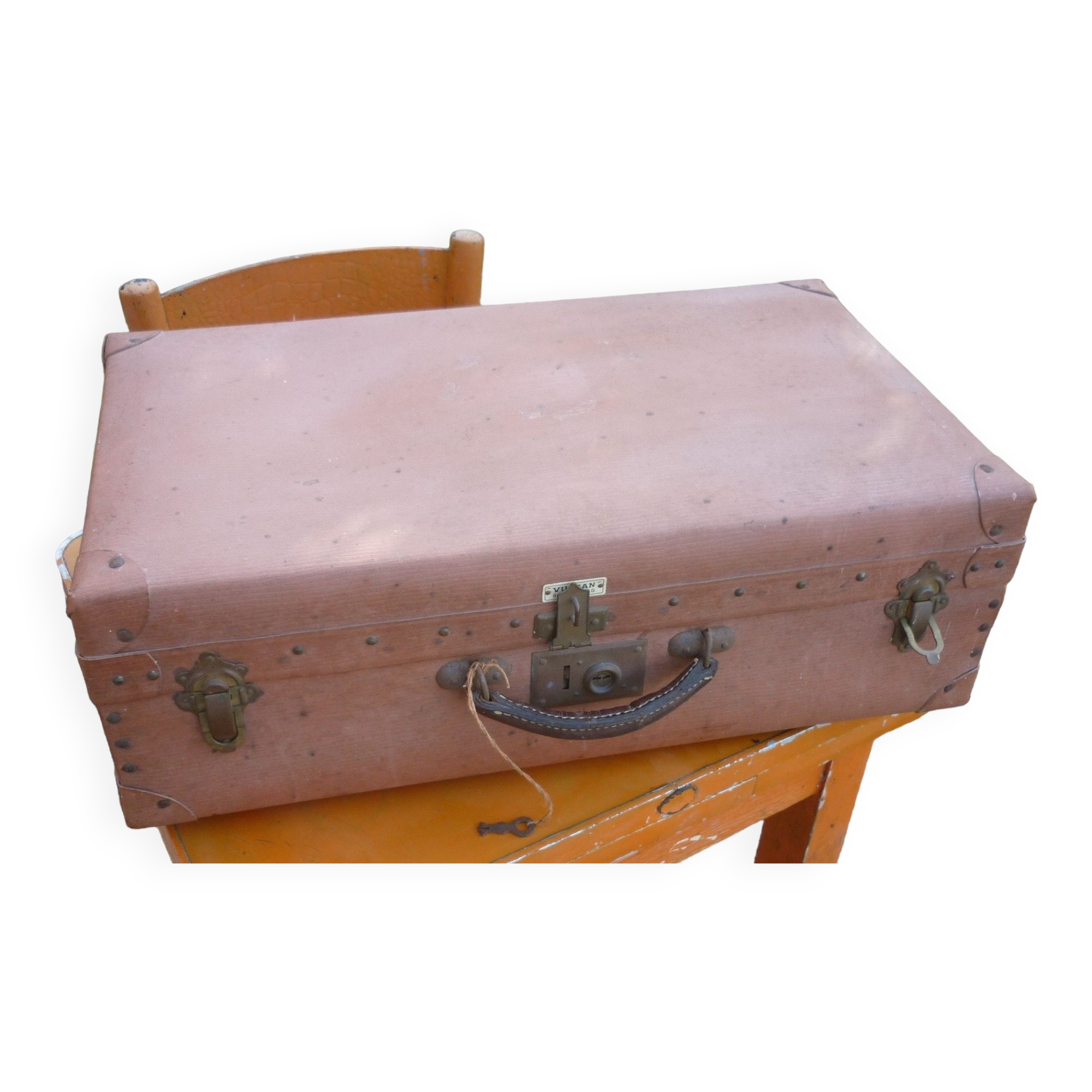 Green cardboard suitcase